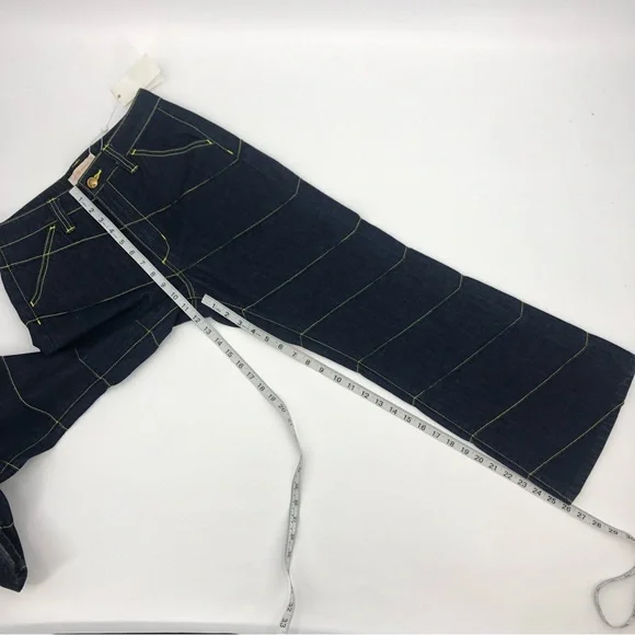 NWT Tory Burch Asymmetric Stitch Flare Cropped Jeans 28 - Picture 12 of 15